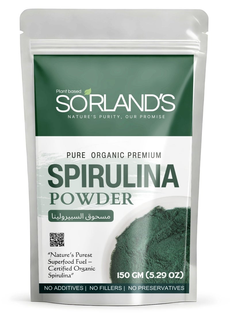 Sorland's Pure Organic Spirulina Powder -150 Grams Complete Natural Superfood( Premium Quality Certified Organic) - Image 1